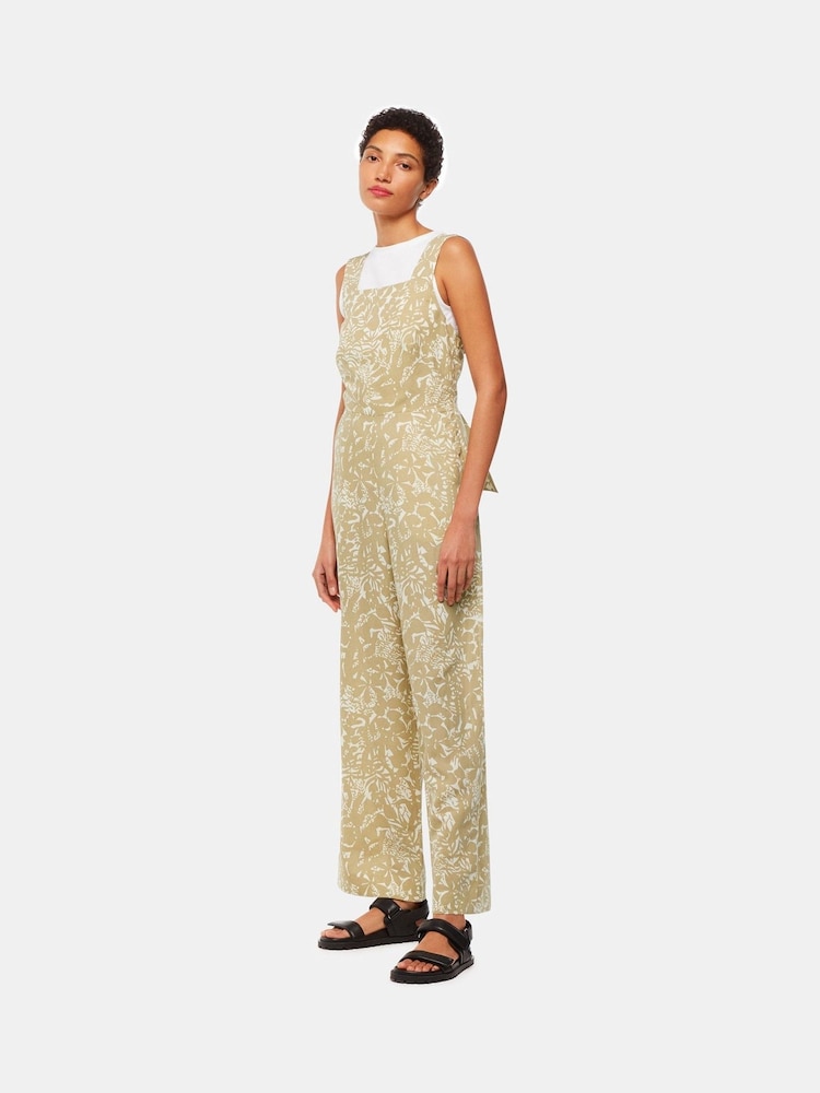Whistles Green Tropical Leaves Jumpsuit - Image 1 of 5