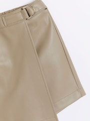 River Island Cream Girls Faux Fur Leather 100% Cotton Skort - Image 3 of 3