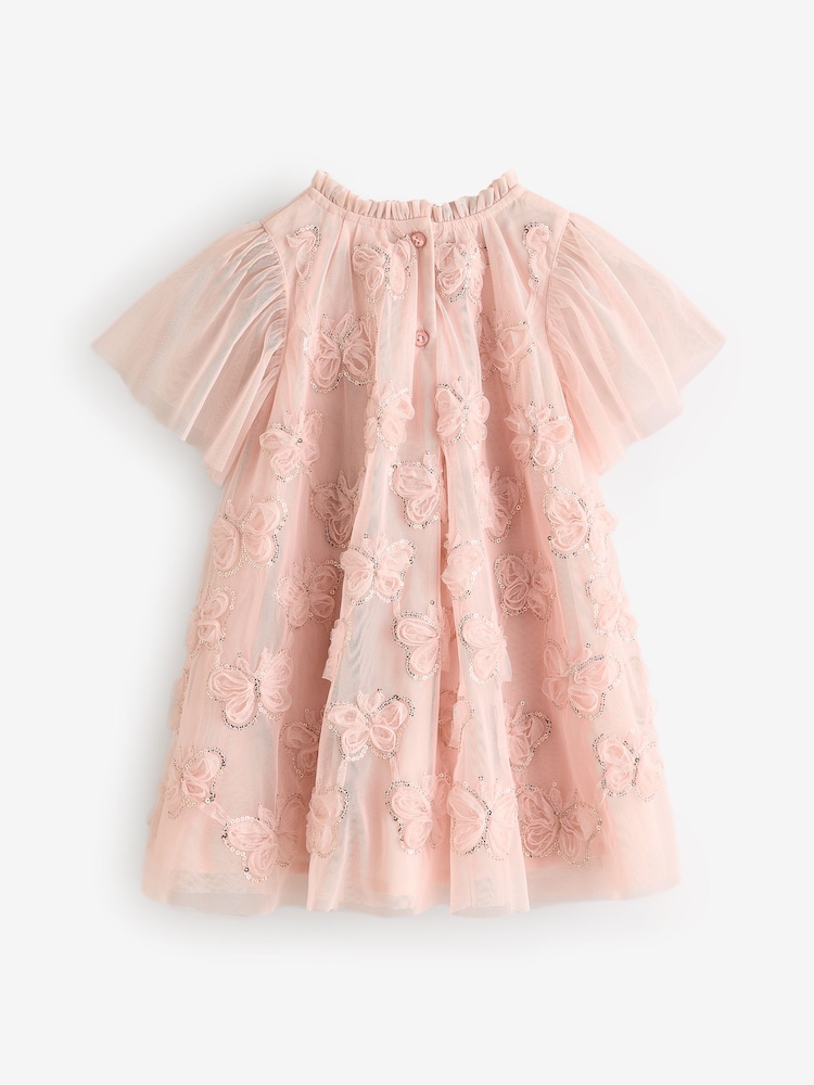 Pink - Kleid aus Netzstoff mit Pailletten und Schmetterlingsdesign (3Monate -7Jahre) - Bild 2 von 4 Pink - Kleid aus Netzstoff mit Pailletten und Schmetterlingsdesign (3Monate -7Jahre) - Bild 2 von 4