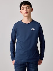 Granatowy - Koszulka z długim rękawem Nike Sportswear, 100% bawełna - Image 1 of 11