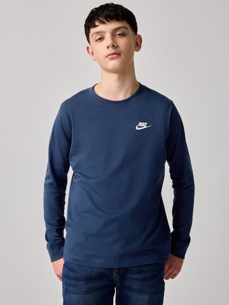 Granatowy - Koszulka z długim rękawem Nike Sportswear, 100% bawełna - Image 1 of 11