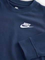 Granatowy - Koszulka z długim rękawem Nike Sportswear, 100% bawełna - Image 10 of 11