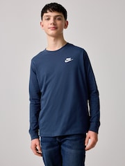 Granatowy - Koszulka z długim rękawem Nike Sportswear, 100% bawełna - Image 4 of 11