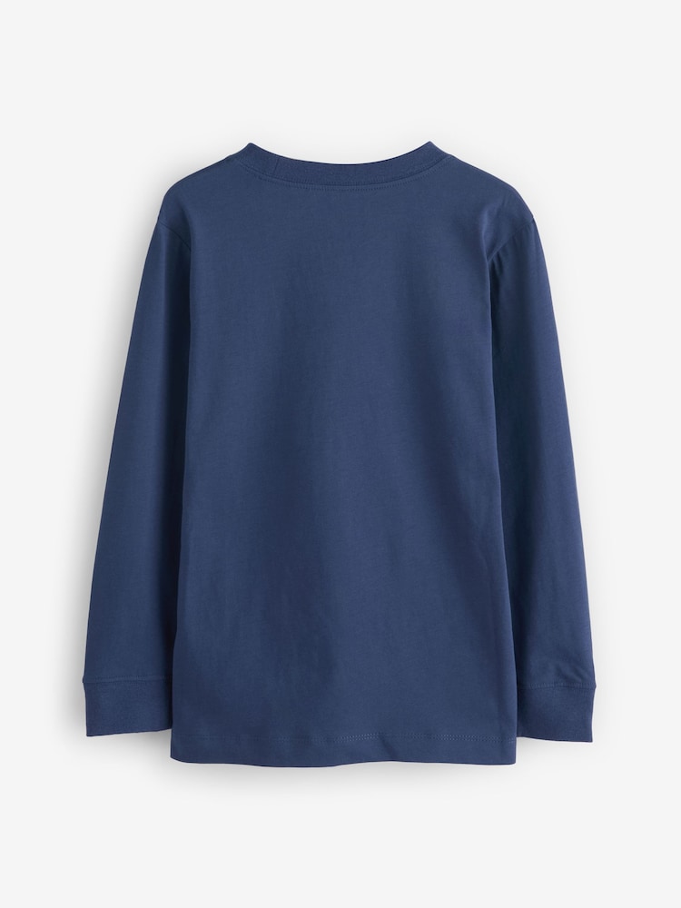 Nike Navy Sportswear Long Sleeve 100% Cotton T-Shirt - Image 9 of 11