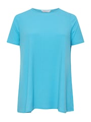 Yours Curve Blue Aqua Ribbed Swing T-Shirt - Image 5 of 5