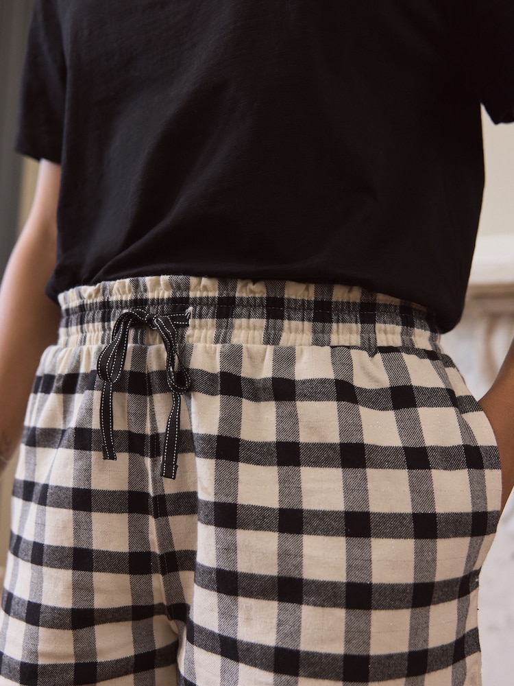 Black/White 100% Cotton Short Set Pyjamas 2 Pack - Image 7 of 12
