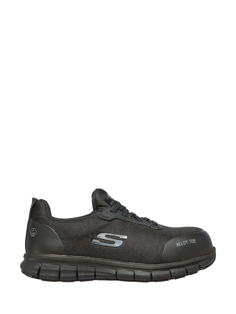 Skechers Black Womens Work: Sure Track Jixie Slip Resistant Stretch Lace Trainers - Image 1 of 4