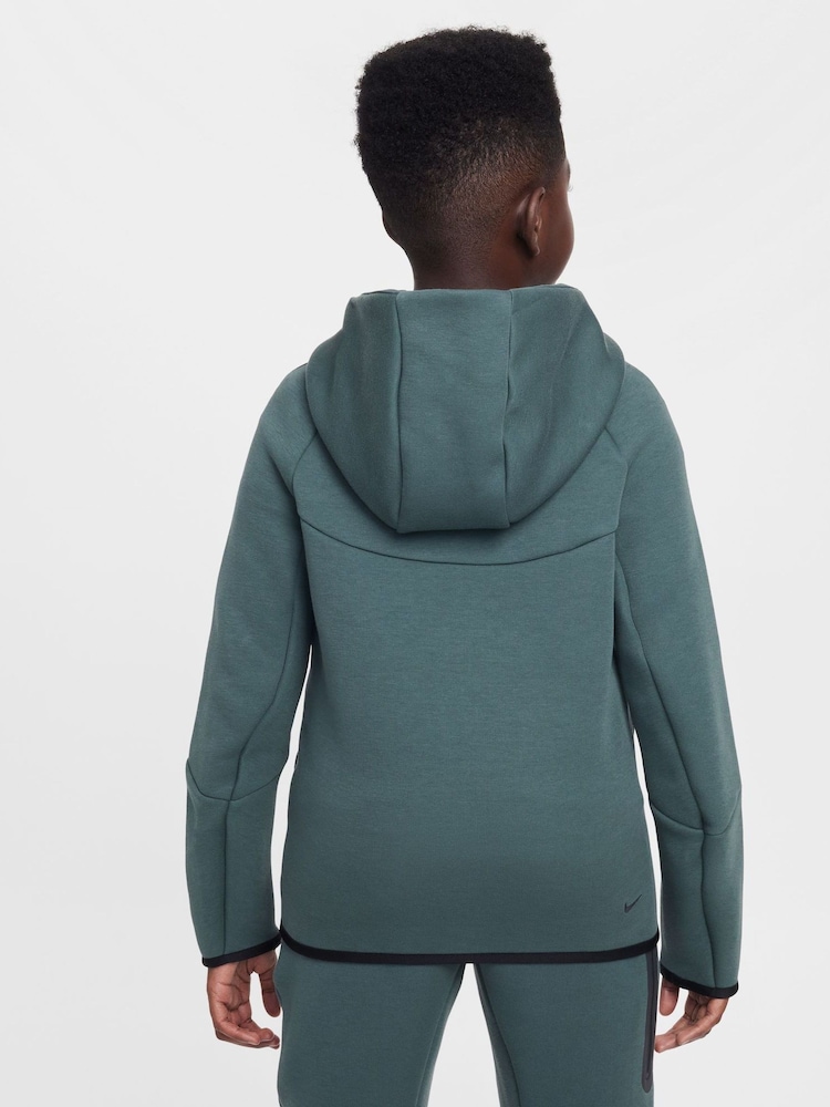 Czarny/zielony - Nike BeigeWhite Tech Fleece Zip Up Hoodie - Image 2 of 9