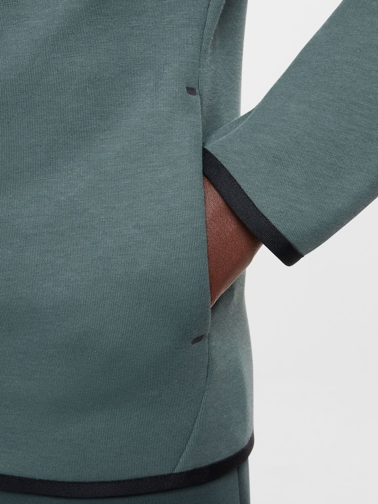 Nike Black/Green Tech Fleece Zip Through Hoodie - Image 6 of 9