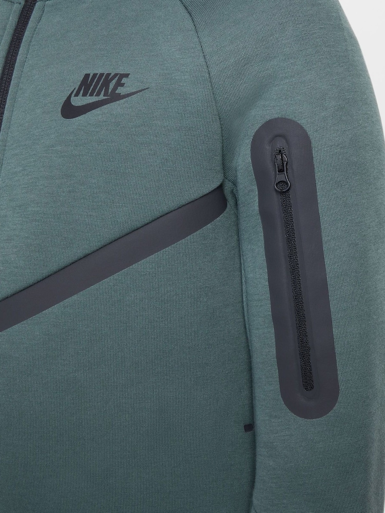 Nike Black/Green Tech Fleece Zip Through Hoodie - Image 7 of 9