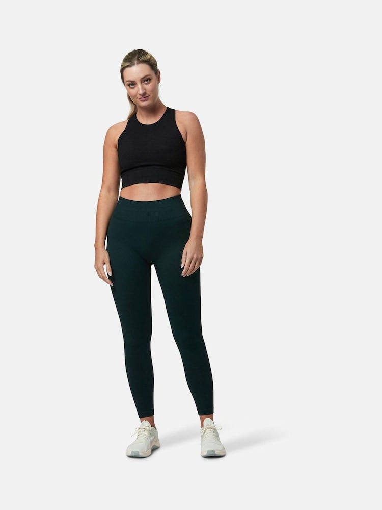 Gym + Coffee Green Womens Lotus Chevron 7/8 Leggings - Image 1 of 6