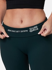 Gym + Coffee Green Womens Lotus Chevron 7/8 Leggings - Image 3 of 6