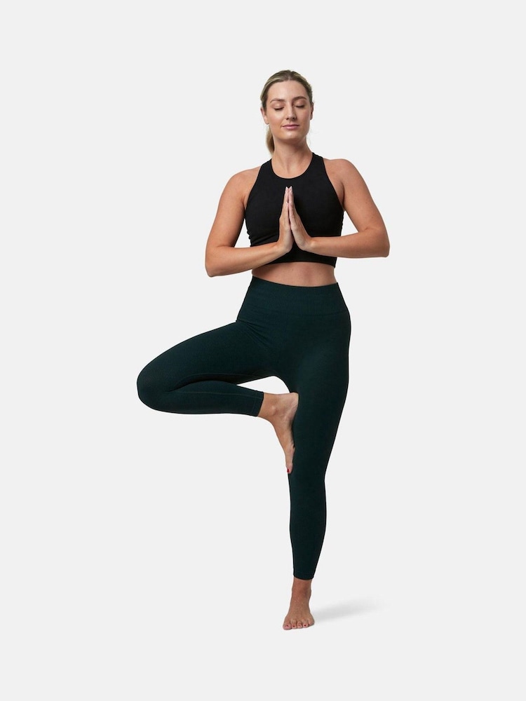 Gym + Coffee Green Womens Lotus Chevron 7/8 Leggings - Image 6 of 6
