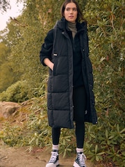 Черный - Непромокаемый вязаный воротник с капюшоном Padded Gilet - Image 1 of 9