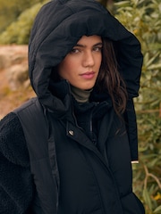 Черный - Непромокаемый вязаный воротник с капюшоном Padded Gilet - Image 4 of 9