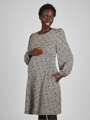 JoJo Maman Bébé Black Animal Round Neck Double Layer Maternity & Nursing Dress - Image 3 of 4
