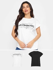 PixieGirl Petite White San Francisco Slogan 100% Cotton T-Shirts 2 Pack - Image 1 of 5