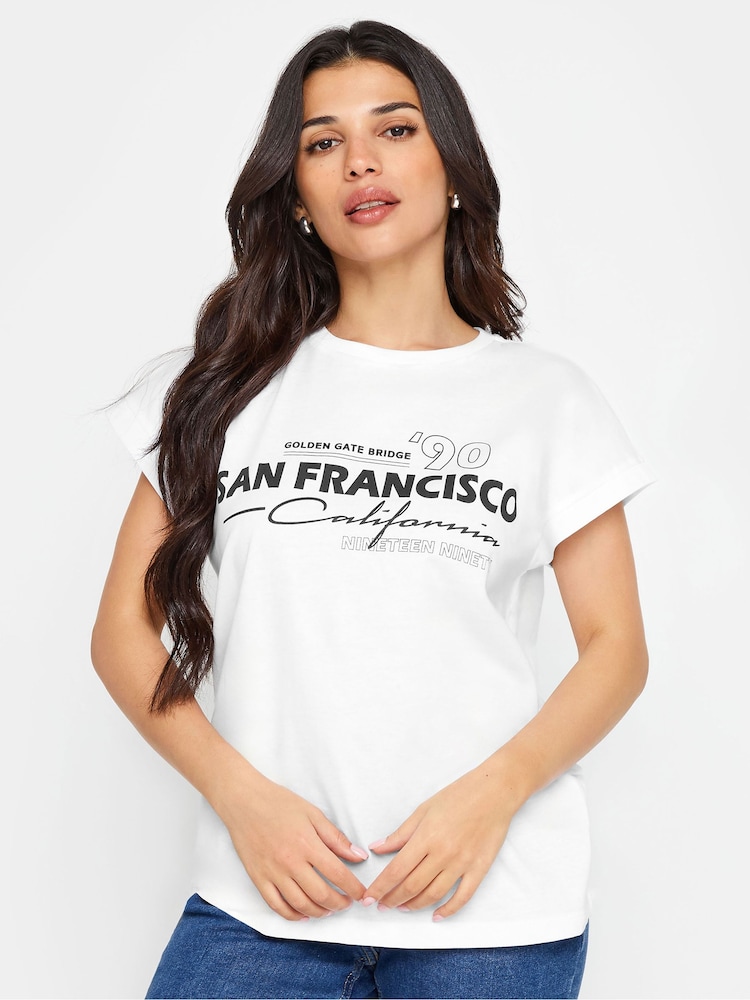 PixieGirl Petite White San Francisco Slogan 100% Cotton T-Shirts 2 Pack - Image 2 of 5