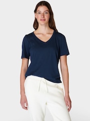 Sweaty Betty Navy Blue Essential V-Neck T-Shirt - Image 1 of 7