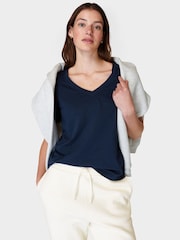 Sweaty Betty Navy Blue Essential V-Neck T-Shirt - Image 3 of 7