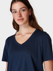 Sweaty Betty Navy Blue Essential V-Neck T-Shirt - Image 5 of 7