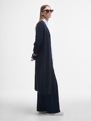 Barbour® Navy Coretta Longline Knitted 100% Cotton Cardigan - Image 3 of 7