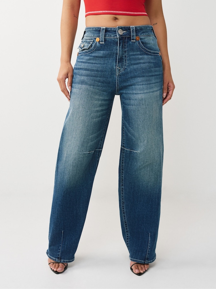 True Religion Blue Bailey Barrel Pants Flap Jeans - Image 1 of 5