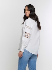 River Island White Crochet 100% Cotton Blouse - Image 2 of 4