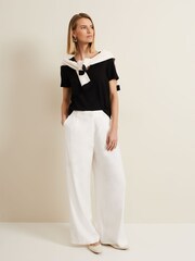 Phase Eight Black V-Neck 100% Cotton Elspeth Top - Image 3 of 6