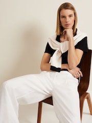 Phase Eight Black V-Neck 100% Cotton Elspeth Top - Image 4 of 6