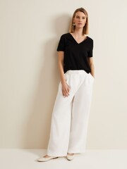 Phase Eight Black V-Neck 100% Cotton Elspeth Top - Image 5 of 6