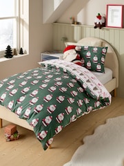 Santa & Rudolph Fairisle Christmas Duvet Cover and Pillowcase Set - Image 2 of 11