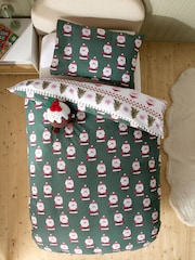 Santa & Rudolph Fairisle Christmas Duvet Cover and Pillowcase Set - Image 3 of 11