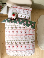 Santa & Rudolph Fairisle Christmas Duvet Cover and Pillowcase Set - Image 4 of 11
