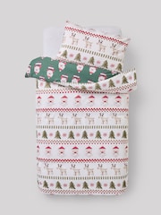 Santa & Rudolph Fairisle Christmas Duvet Cover and Pillowcase Set - Image 7 of 11