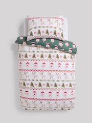 Santa & Rudolph Fairisle Christmas Duvet Cover and Pillowcase Set - Image 8 of 11
