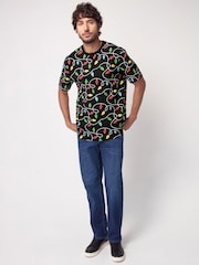 Black Lights Pattern Christmas 100% Cotton T-Shirt - Image 2 of 7