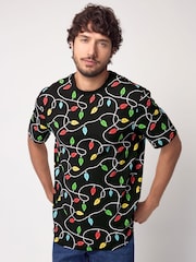 Black Lights Pattern Christmas 100% Cotton T-Shirt - Image 3 of 7