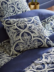 Catherine Lansfield Blue Navy Flock Trellis Cushion - Image 1 of 3