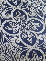 Catherine Lansfield Blue Navy Flock Trellis Cushion - Image 2 of 3
