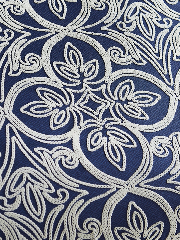 Catherine Lansfield Blue Navy Flock Trellis Cushion - Image 2 of 3