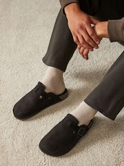 Black Buckle Mule Slippers - Image 1 of 7