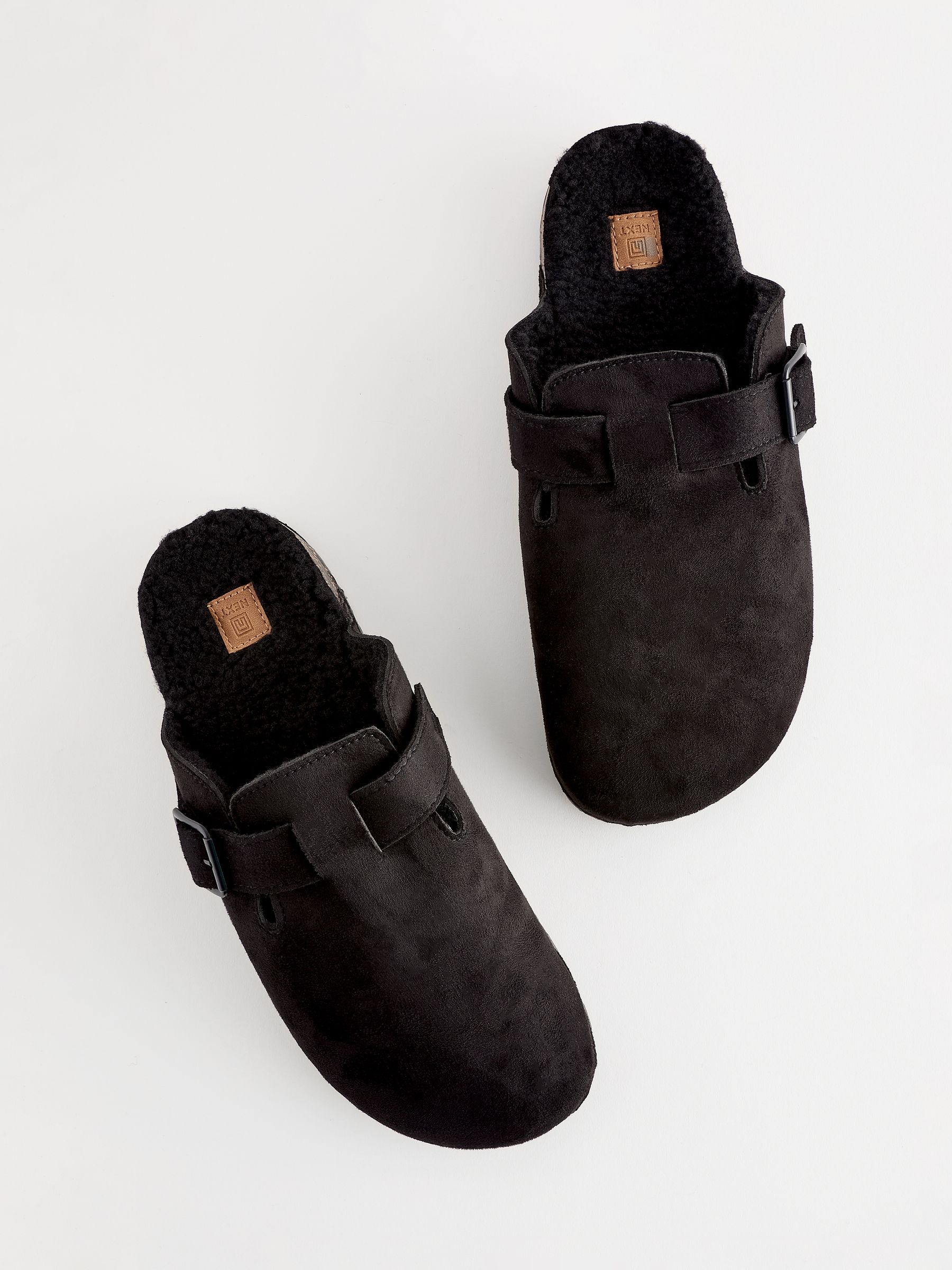 Black Buckle Mule Slippers