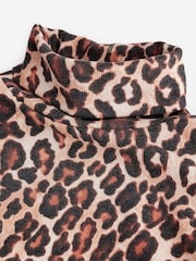 Animal Leopard Long Sleeve Ribbed Roll Neck Top - Image 7 of 9