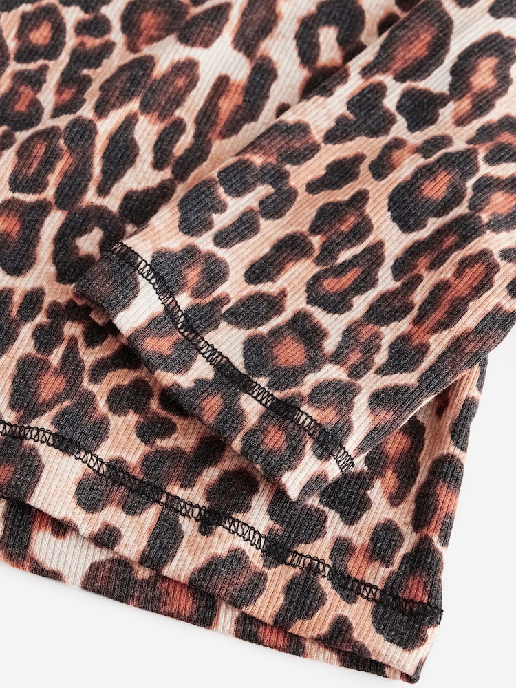 Animal Leopard Long Sleeve Ribbed Roll Neck Top - Image 8 of 9