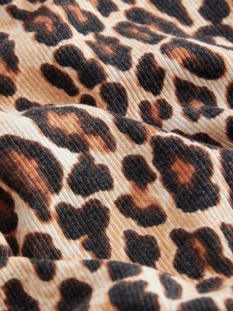 Animal Leopard Long Sleeve Ribbed Roll Neck Top - Image 9 of 9