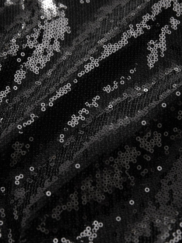 Black Sequin Relaxed Blazer - Image 7 of 7 Black Sequin Relaxed Blazer - Image 7 of 7