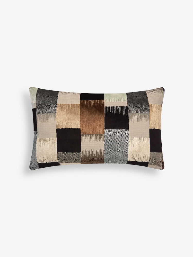 Black/White Cut Velvet Retro Etch 40 x 59cm Cushion - Image 3 of 5