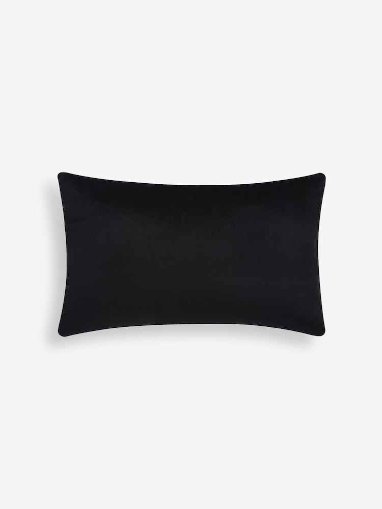 Black/White Cut Velvet Retro Etch 40 x 59cm Cushion - Image 4 of 5
