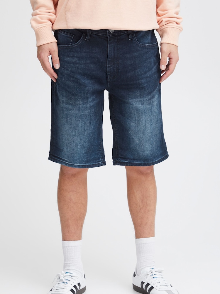 Blend Blue Camo Stretch Denim Shorts - Image 1 of 5